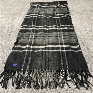 Black & Gray Plaid Fringe Scarf - Women's Wrap